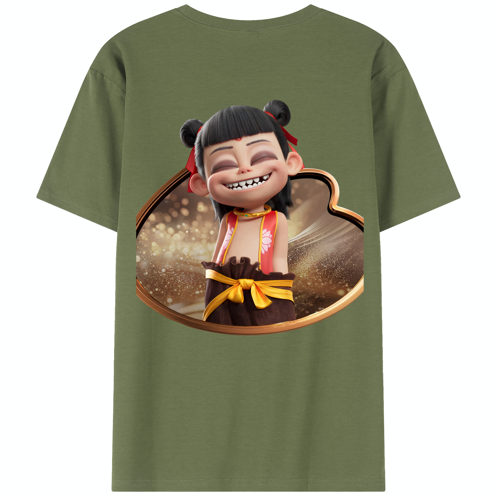 （画像用） Ne Zha 2 ナタ 魔童の大暴れ 綿100％半袖Tシャツ（背面プリント）